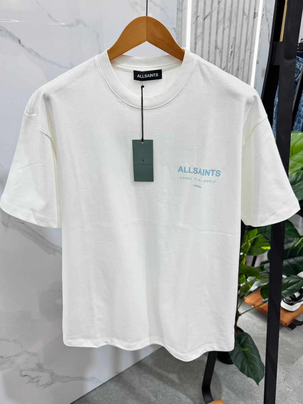 ALLSAINTS Tokyo Underground T-Shirt – White/Baby Blue - NEW1761
