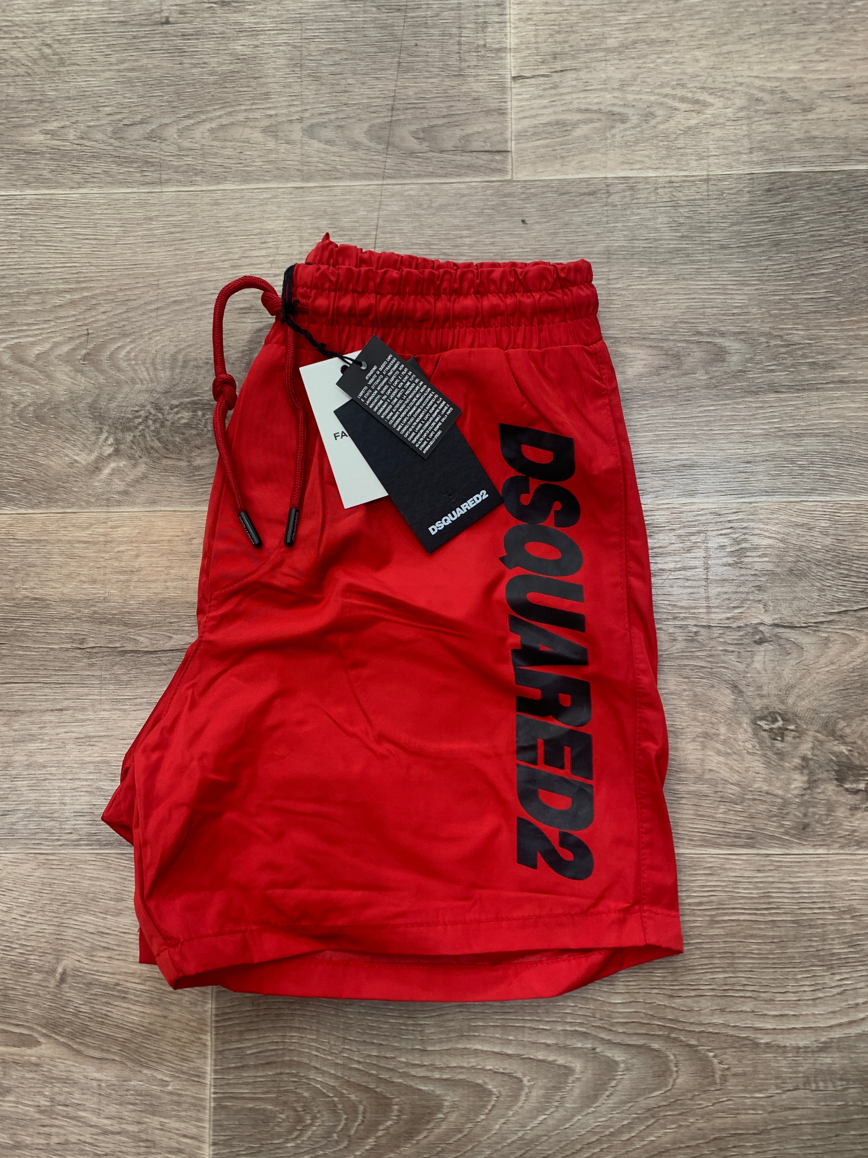 DSQUARED2 Vertical Logo Swim Shorts – Red - NEW1116
