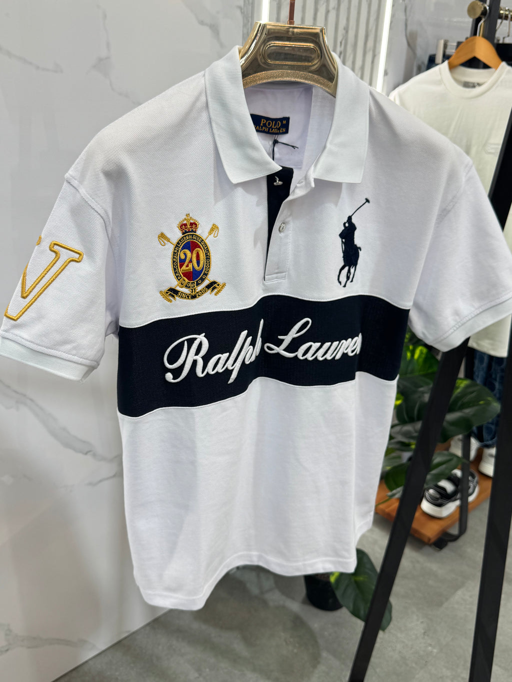 POLO RALPH LAUREN Custom Slim Fit Crest Polo Shirt – White - NEW1778