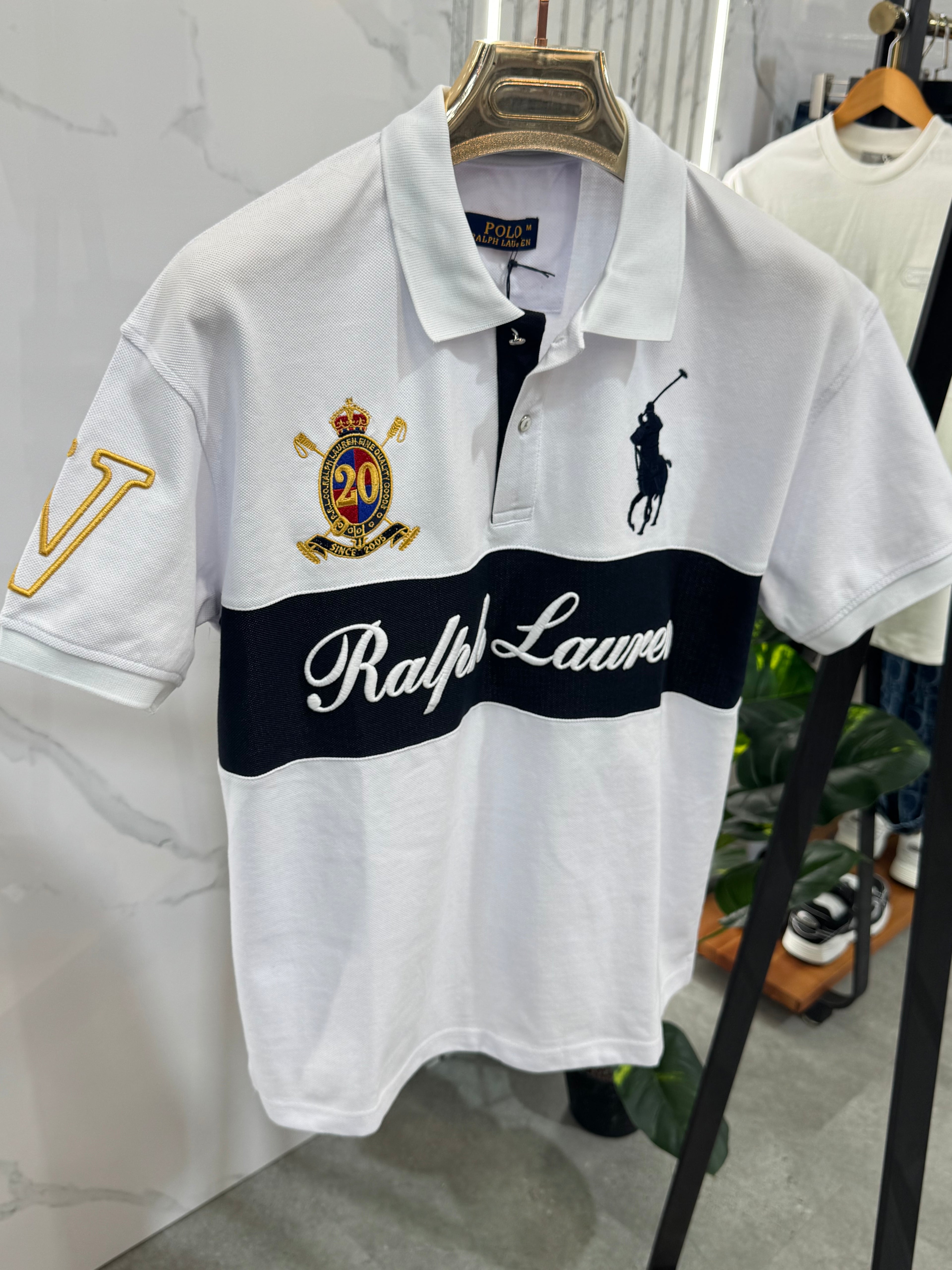 POLO RALPH LAUREN Custom Slim Fit Crest Polo Shirt – White - NEW1778