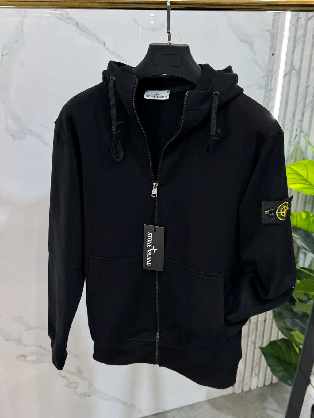 STONE ISLAND Compass Badge Full-Zip Hoodie – Black - NEW1982
