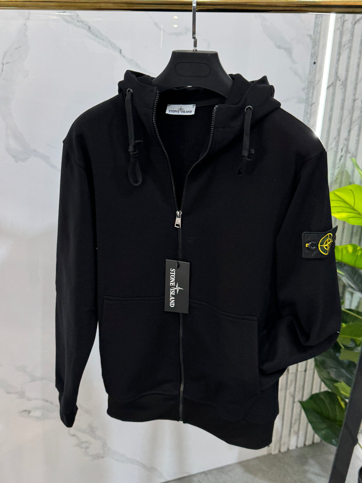 STONE ISLAND Compass Badge Full-Zip Hoodie – Black - NEW1982