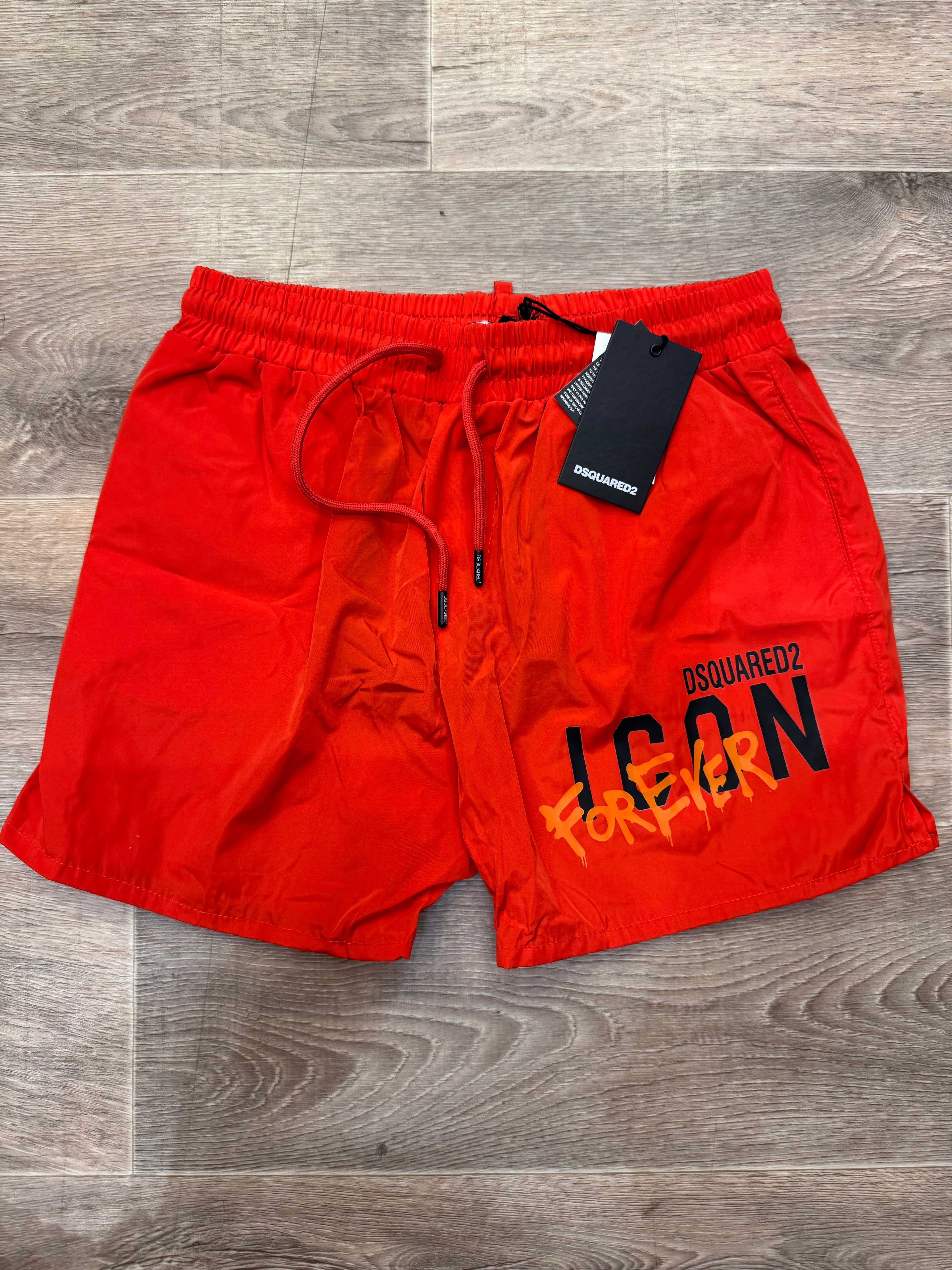 DSQUARED2 "ICON FOREVER" Swim Shorts – Orange / Red - NEW1110