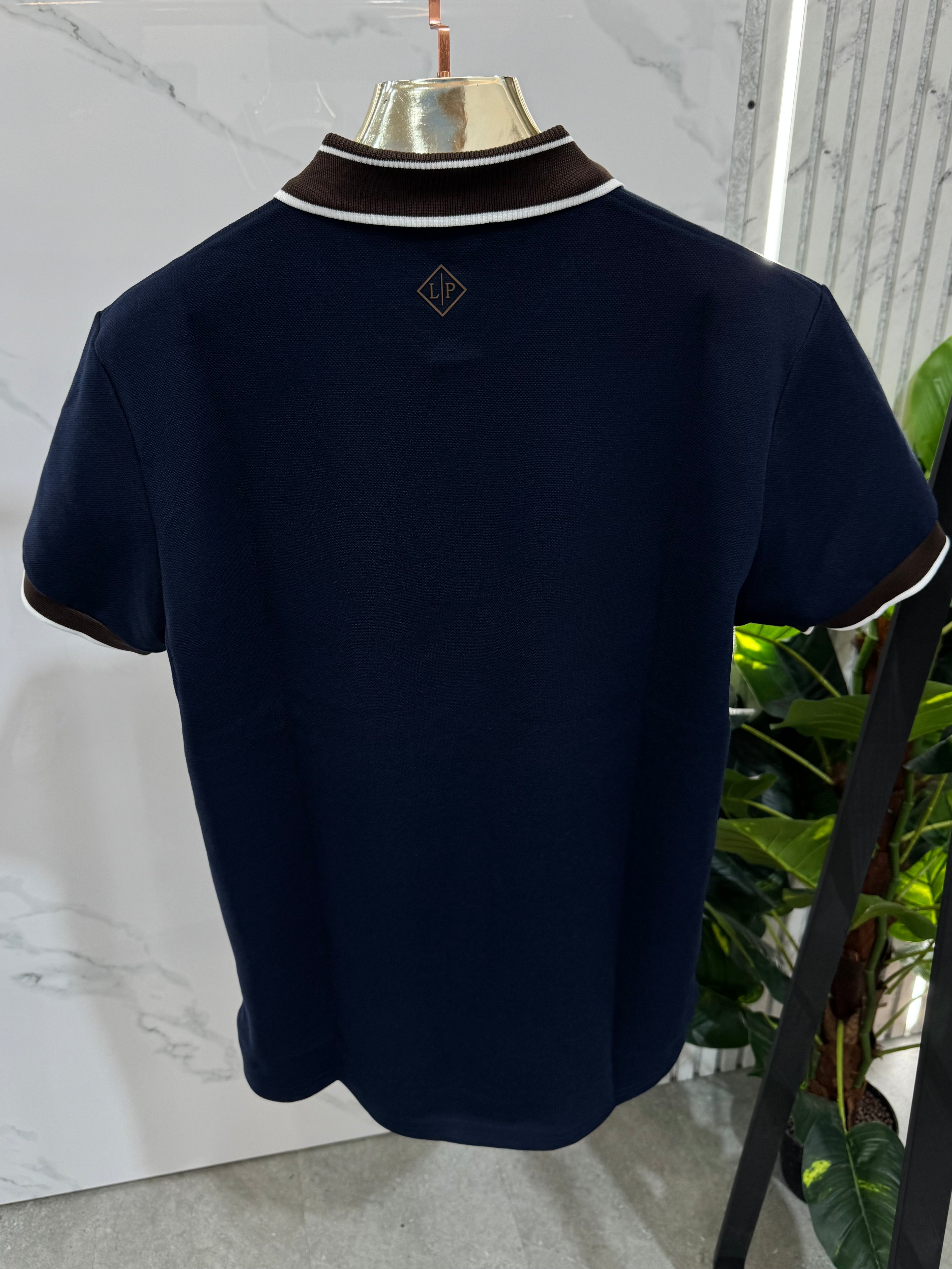 Loro Piana Polo "Contrast Trim" - Navy Blue - NEW1698