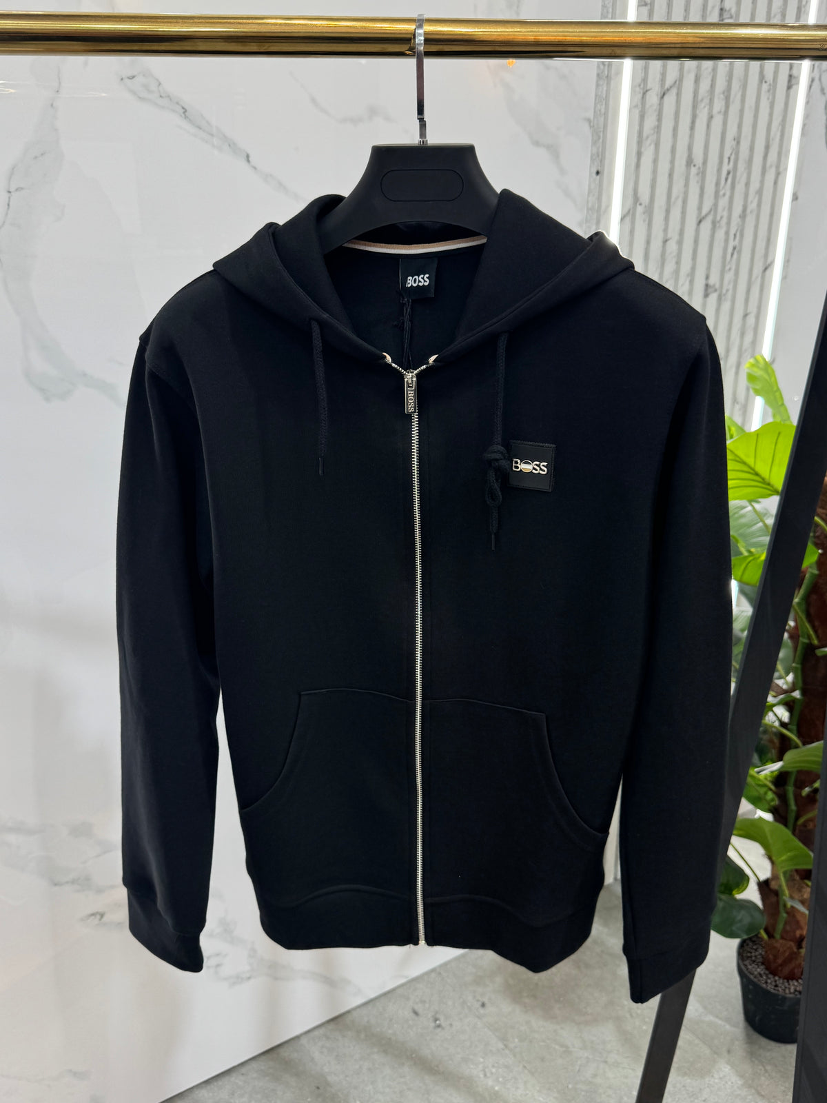 BOSS Full-Zip Hoodie – Black / Logo Patch - NEW1828