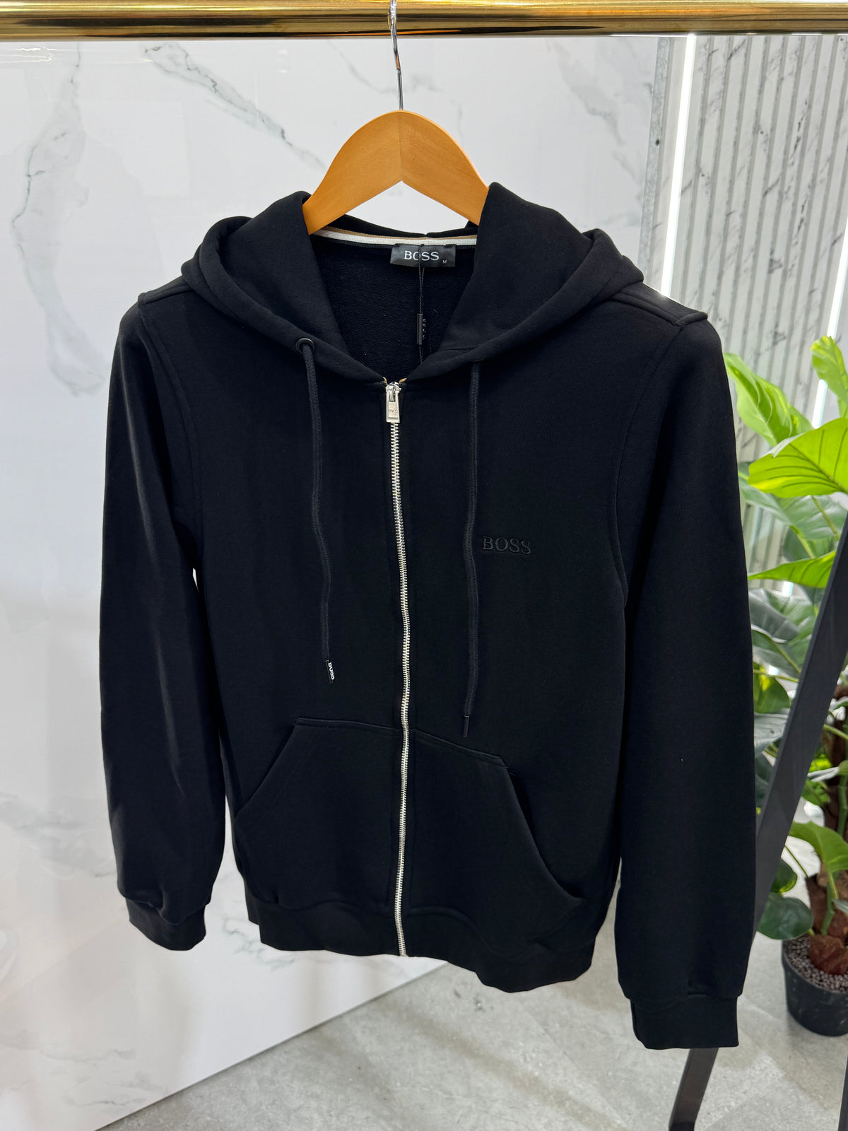BOSS Full-Zip Hoodie – Black / Tone-on-Tone Logo - NEW1822