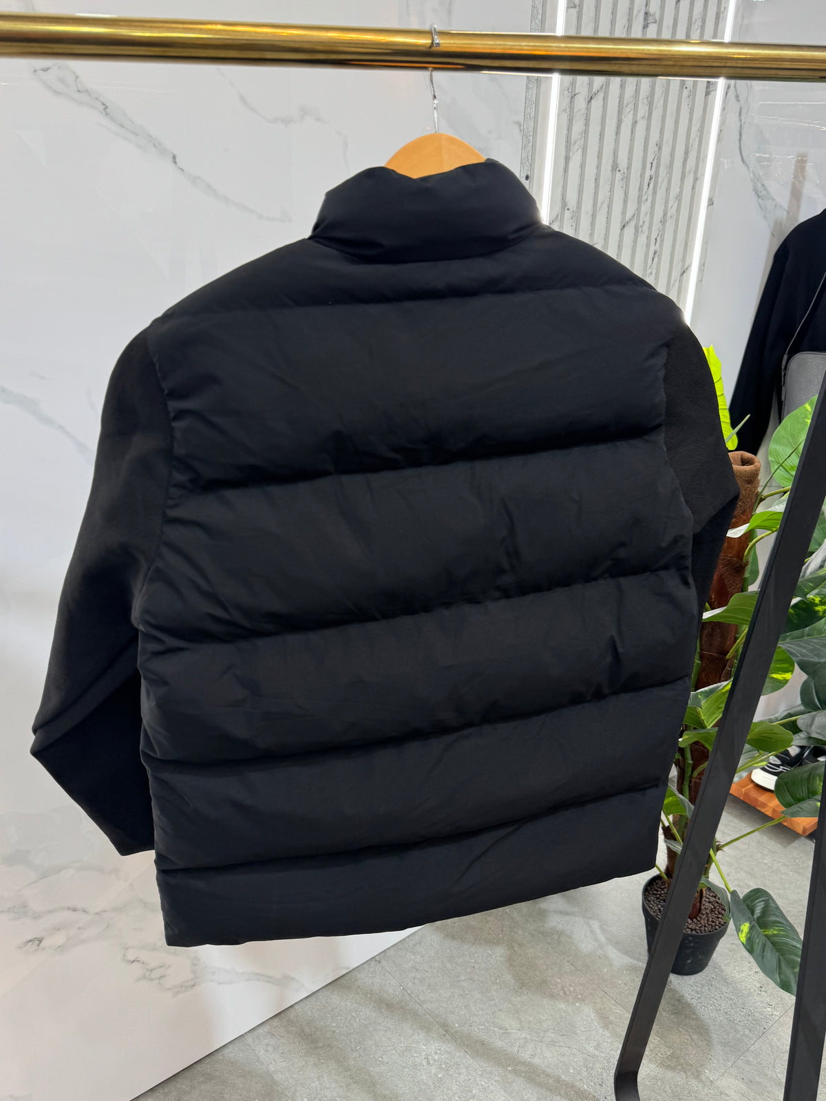 LORO PIANA Knit Sleeve Crest Padded Hybrid Jacket – Black - NEW1985