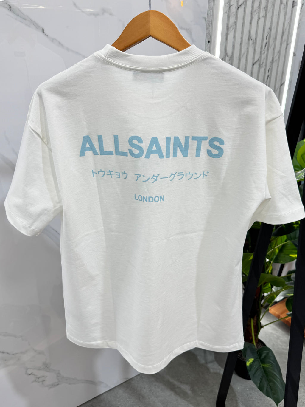 ALLSAINTS Tokyo Underground T-Shirt – White/Baby Blue - NEW1761