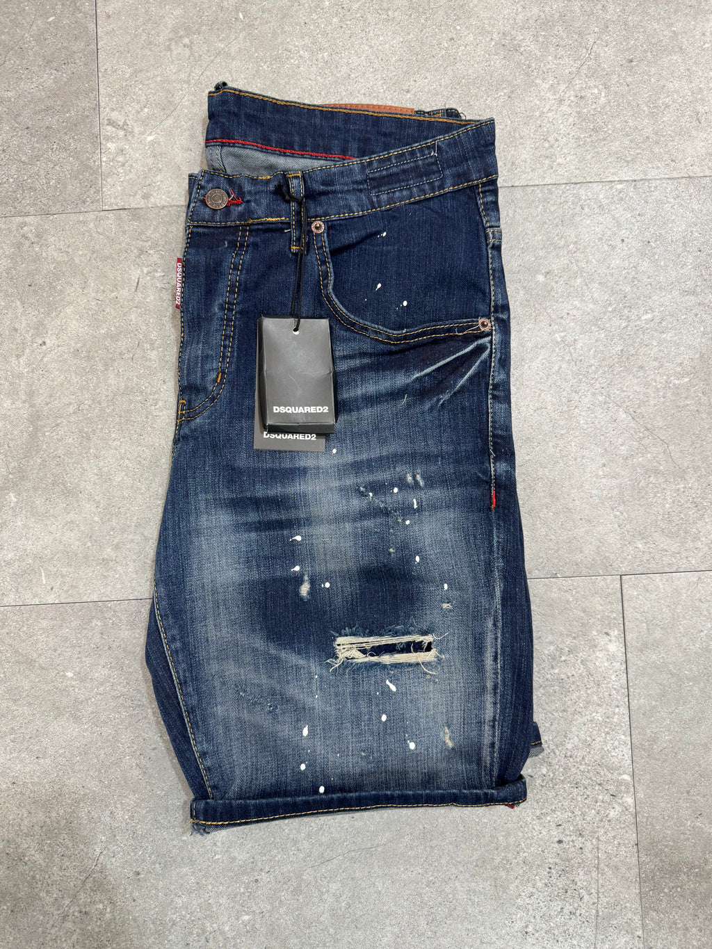 Dsquared2 Paint Splatter Distressed Denim Shorts - NEW1657