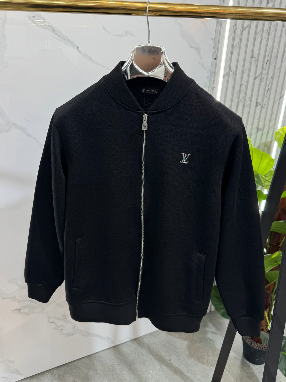 LOUIS VUITTON Monogram Embossed Zip-Up Bomber Jacket – Black - NEW1964