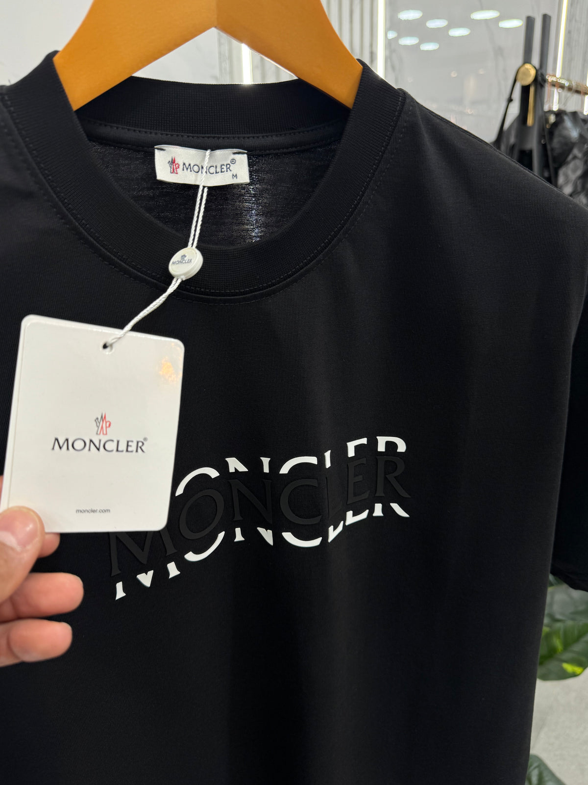 MONCLER Layered Logo Print T-Shirt – Black - NEW1910