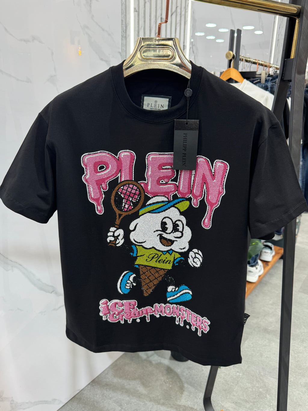PHILIPP PLEIN Ice Cream Monsters T-Shirt – Black - NEW1775