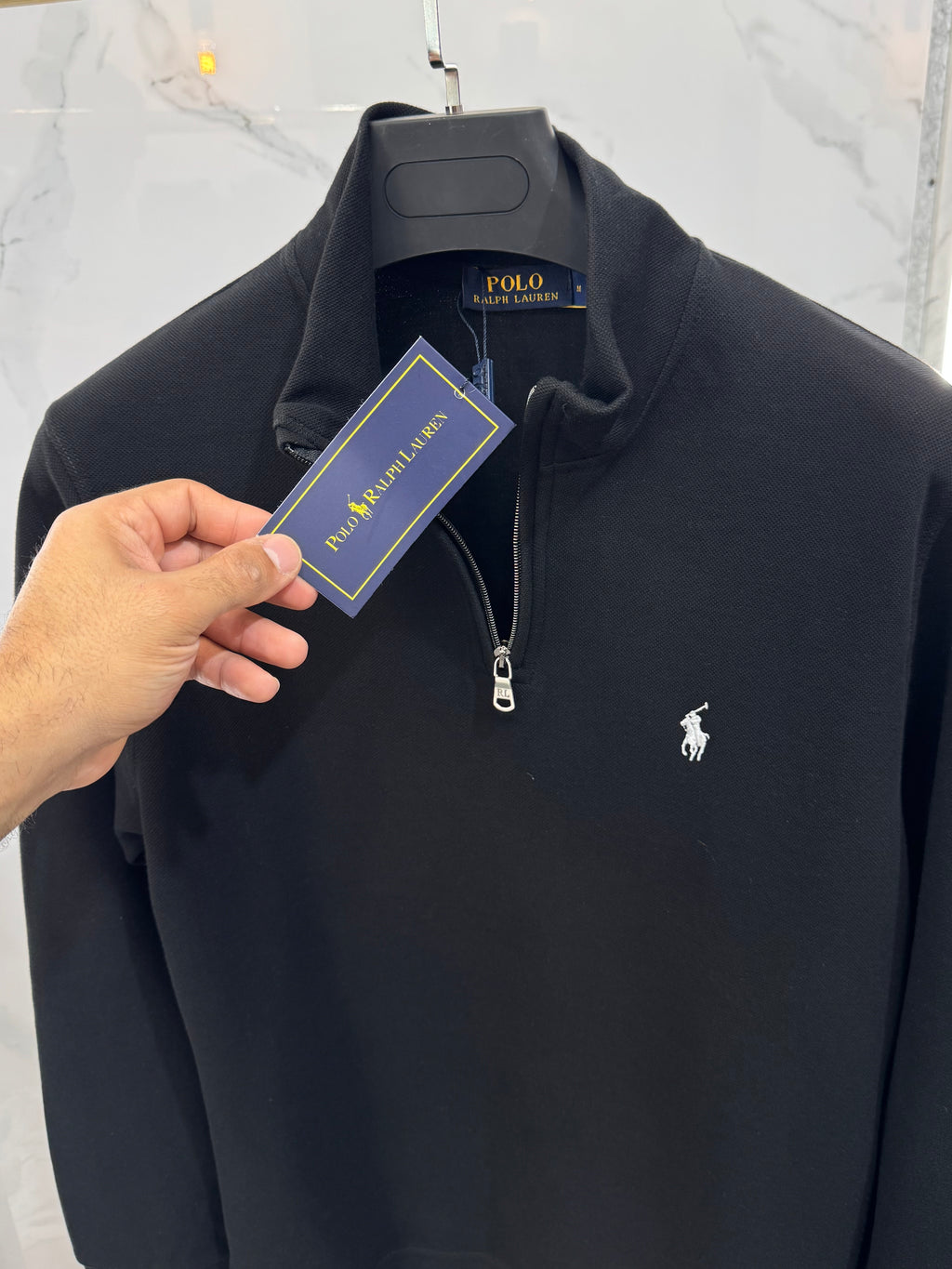 POLO RALPH LAUREN Half-Zip Fleece Sweatshirt – Black - NEW1978