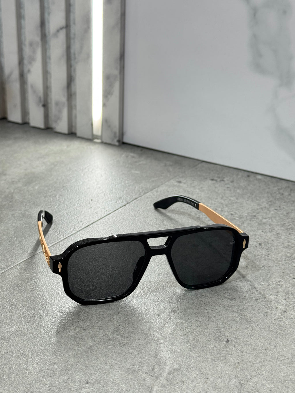 JACQUES MARIE MAGE Aviator Sunglasses – Black / Gold - NEW1792