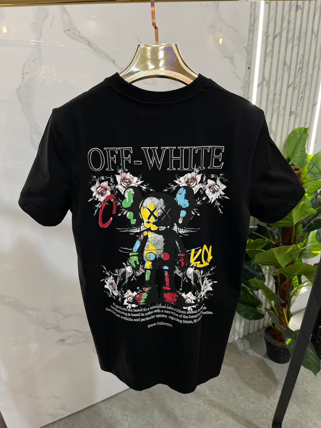 OFF-WHITE Kaws & Floral Print Ανδρικό T-Shirt – Black– Black - NEW1743