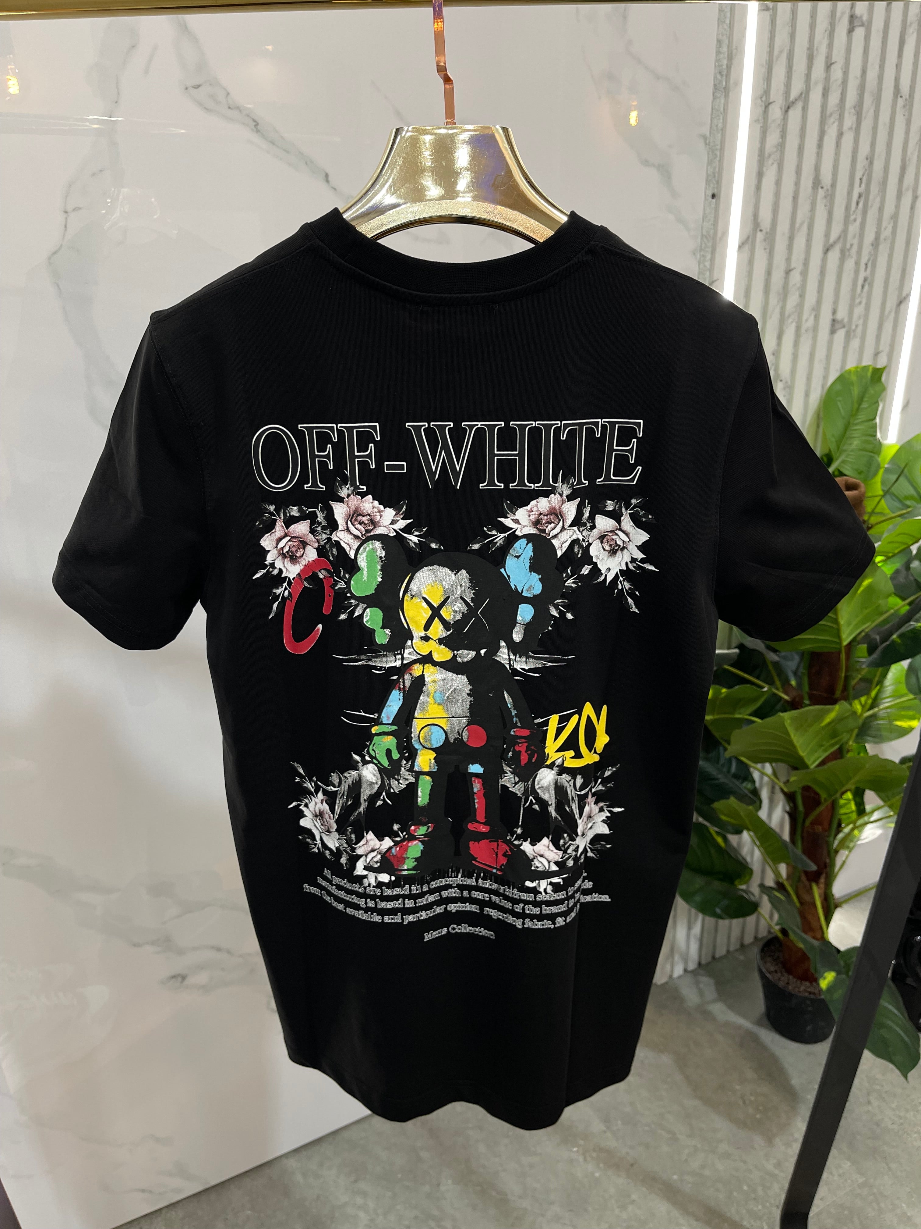 OFF-WHITE Kaws & Floral Print Ανδρικό T-Shirt – Black– Black - NEW1743