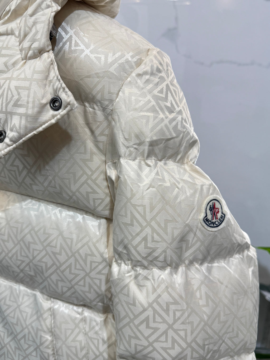 MONCLER All-Over Monogram Puffer Jacket – Off-White - NEW1928
