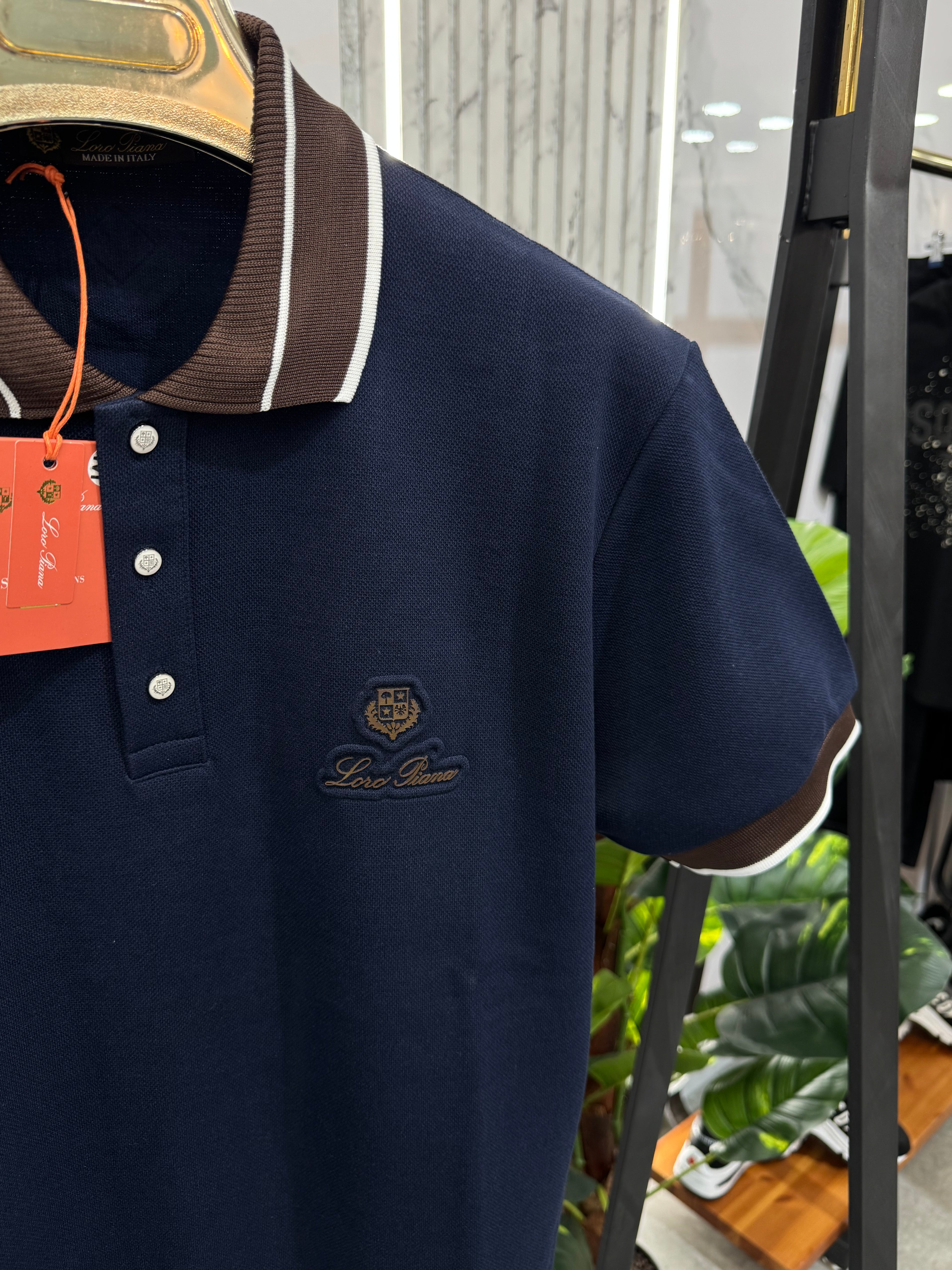 Loro Piana Polo "Contrast Trim" - Navy Blue - NEW1698