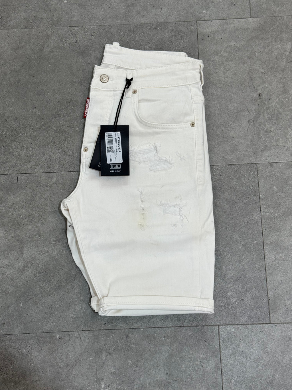 DSQUARED2 Distressed Slim Denim Shorts – White - NEW1781