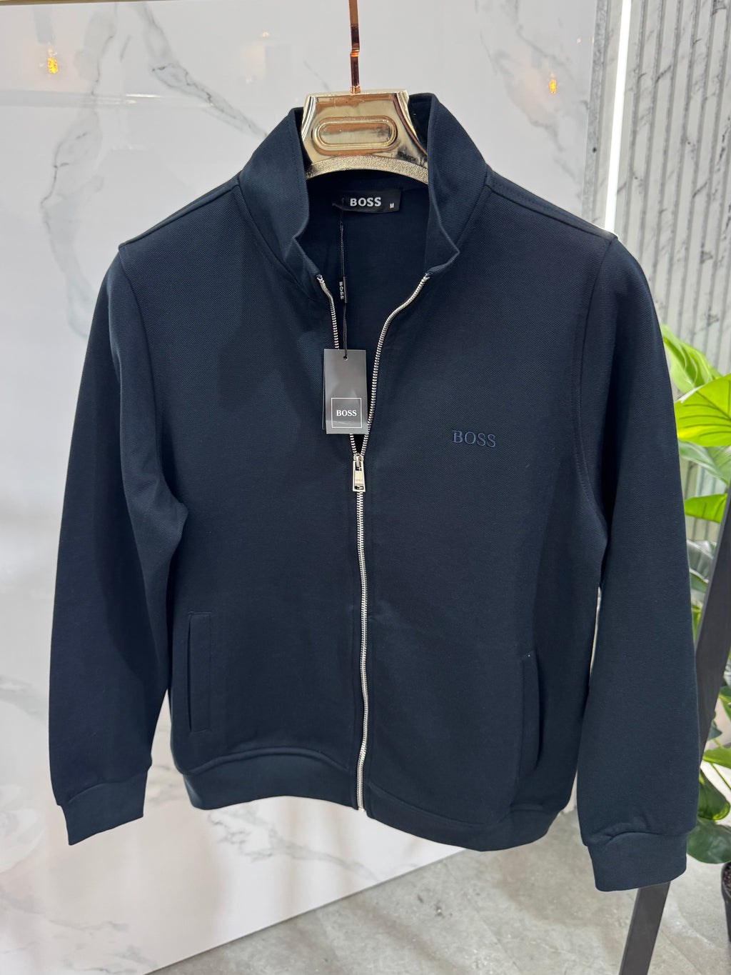 BOSS Full-Zip Sweatshirt / Cardigan – Dark Navy / Tone-on-Tone Logo - NEW1813