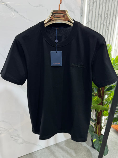 LOUIS VUITTON Embroidered Script Logo T-Shirt – Black - NEW1780