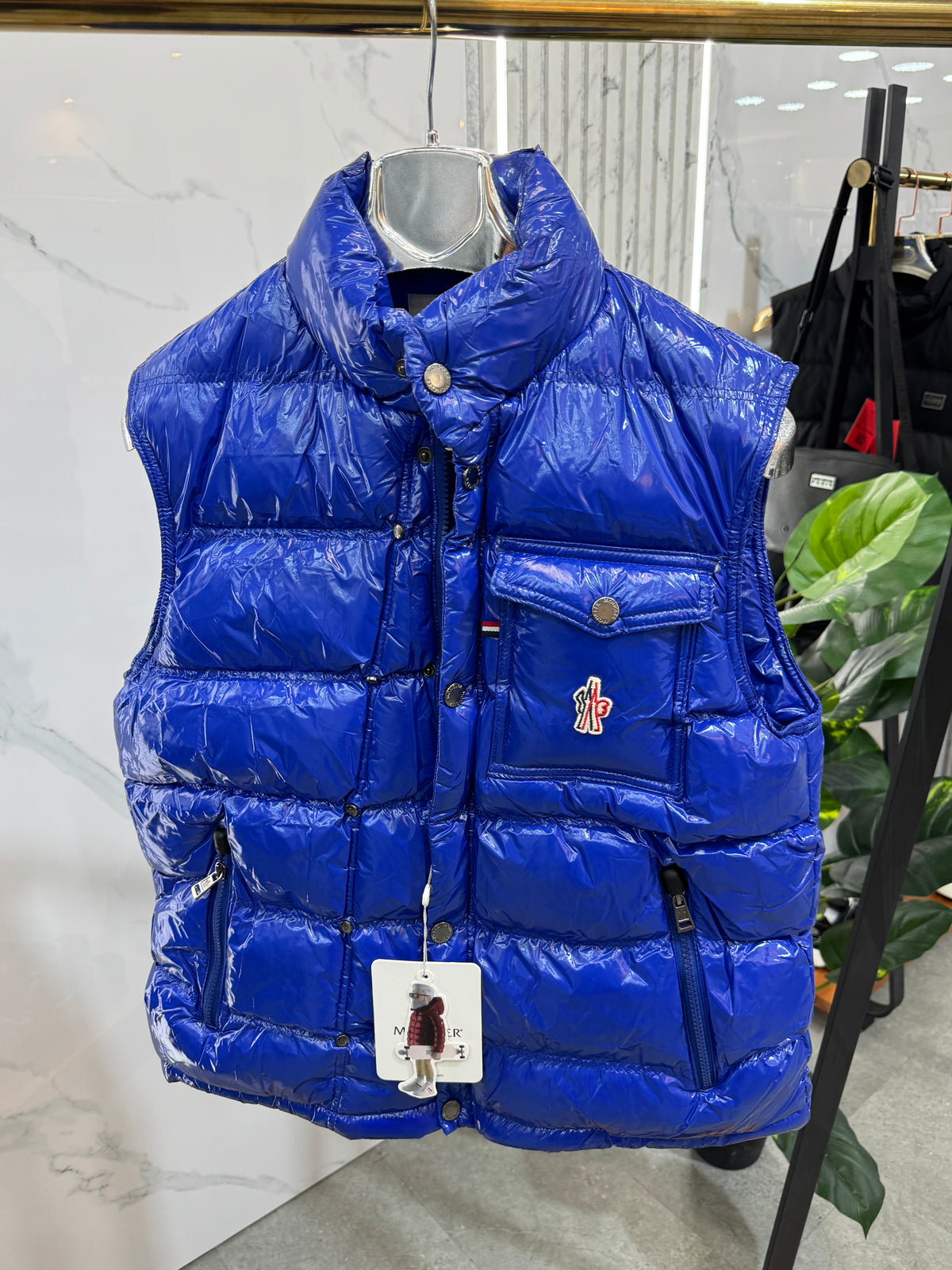 MONCLER Glossy Down Vest – Royal Blue - NEW1892