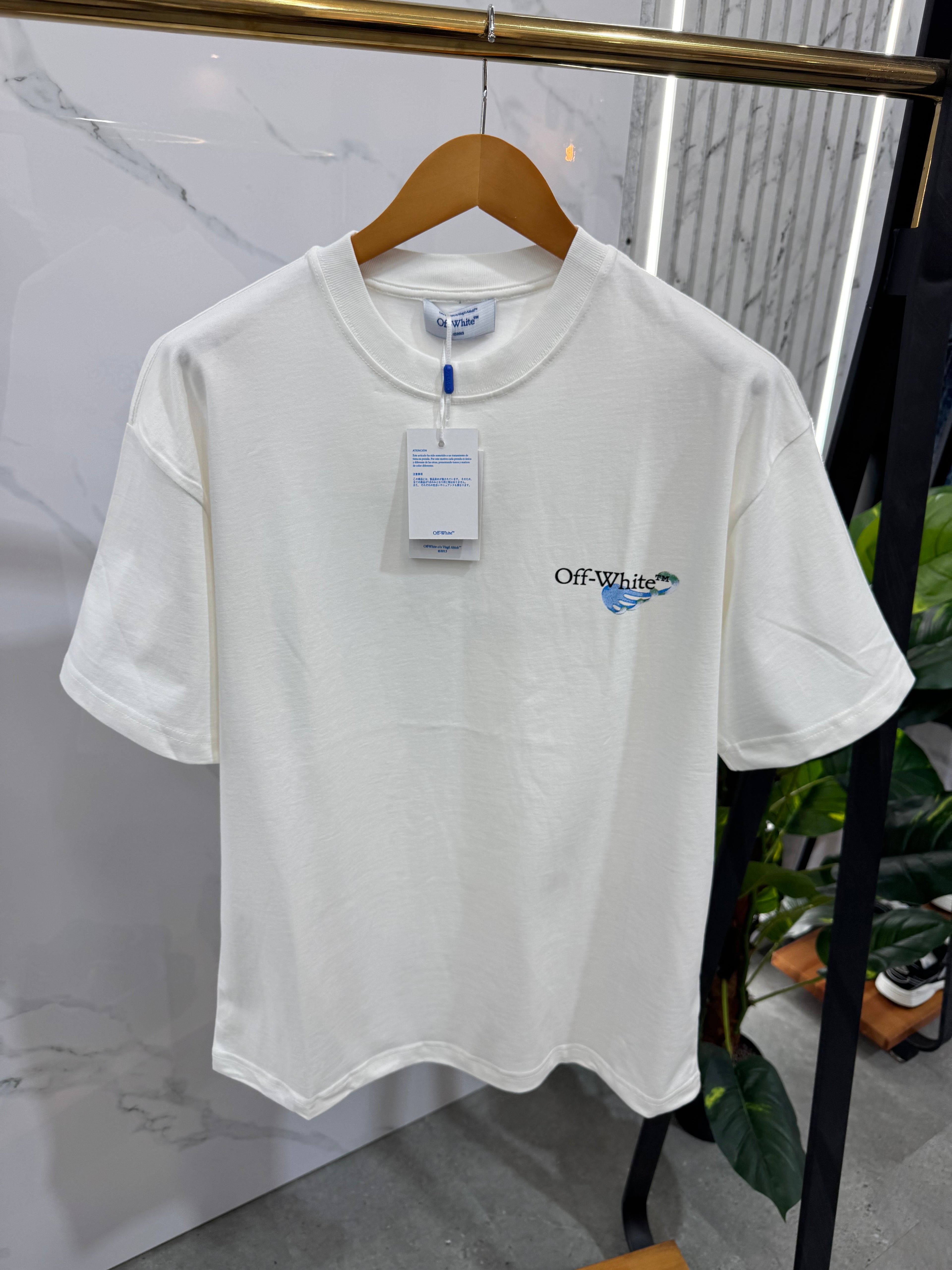 OFF-WHITE Praying Mantis & Floral Oversized T-Shirt – White - NEW1756