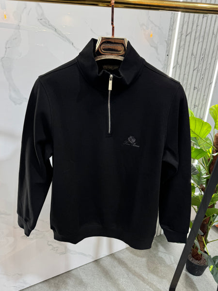 LORO PIANA Crest Quarter-Zip Pullover – Black - NEW1924