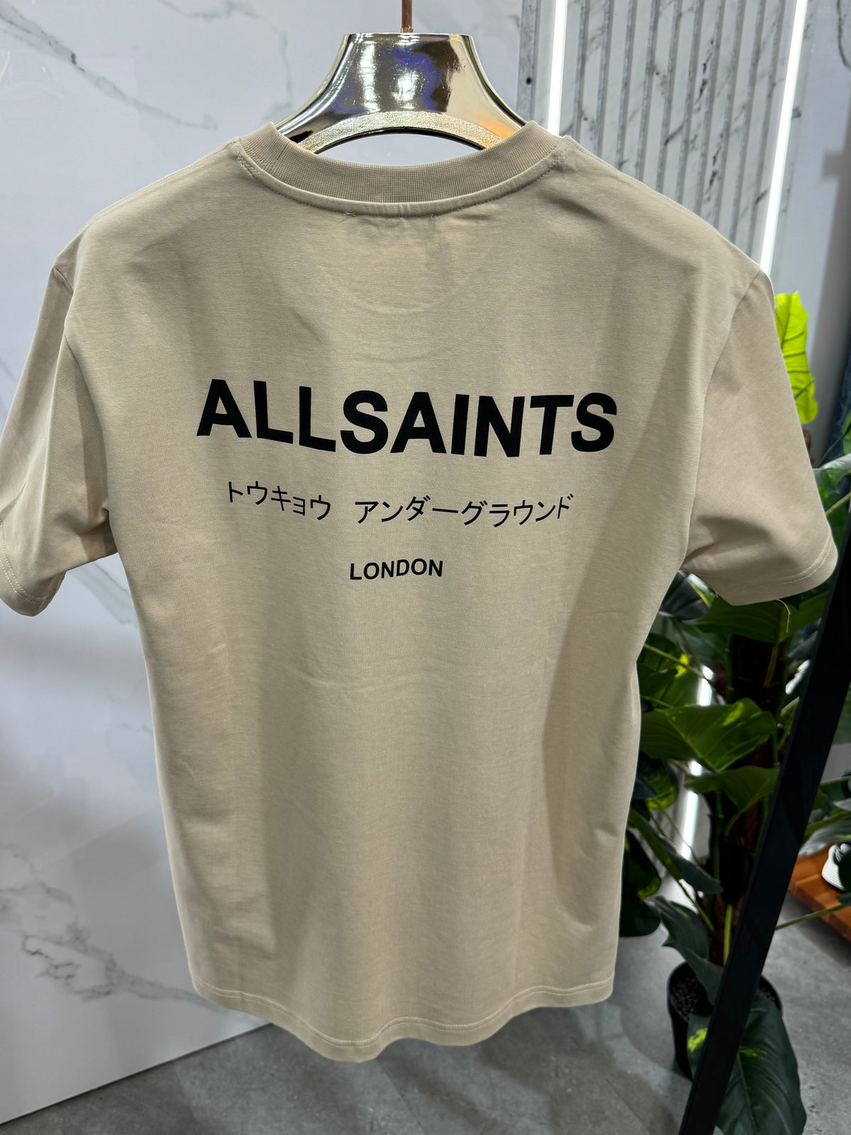 ALLSAINTS Underground Graphic T-Shirt – Beige / Sand - NEW1873