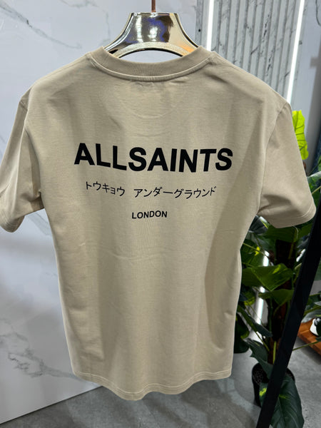ALLSAINTS Underground Graphic T-Shirt – Beige / Sand - NEW1873