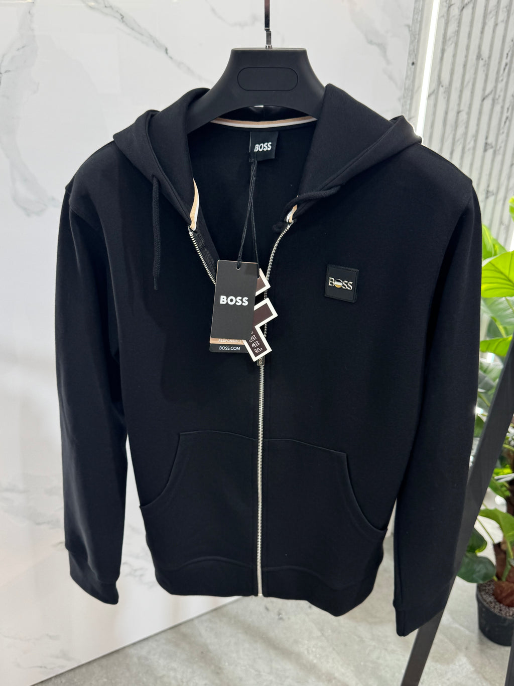 BOSS Full-Zip Hoodie – Black / Logo Patch - NEW1828