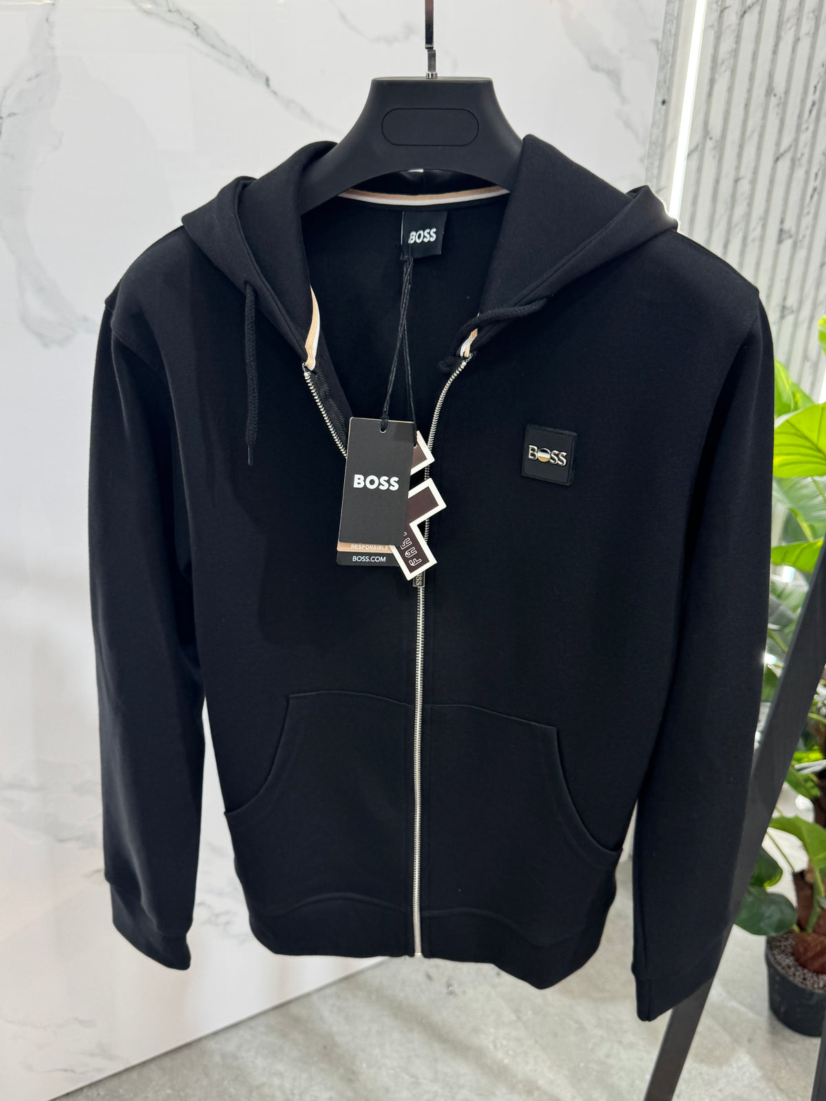 BOSS Full-Zip Hoodie – Black / Logo Patch - NEW1828
