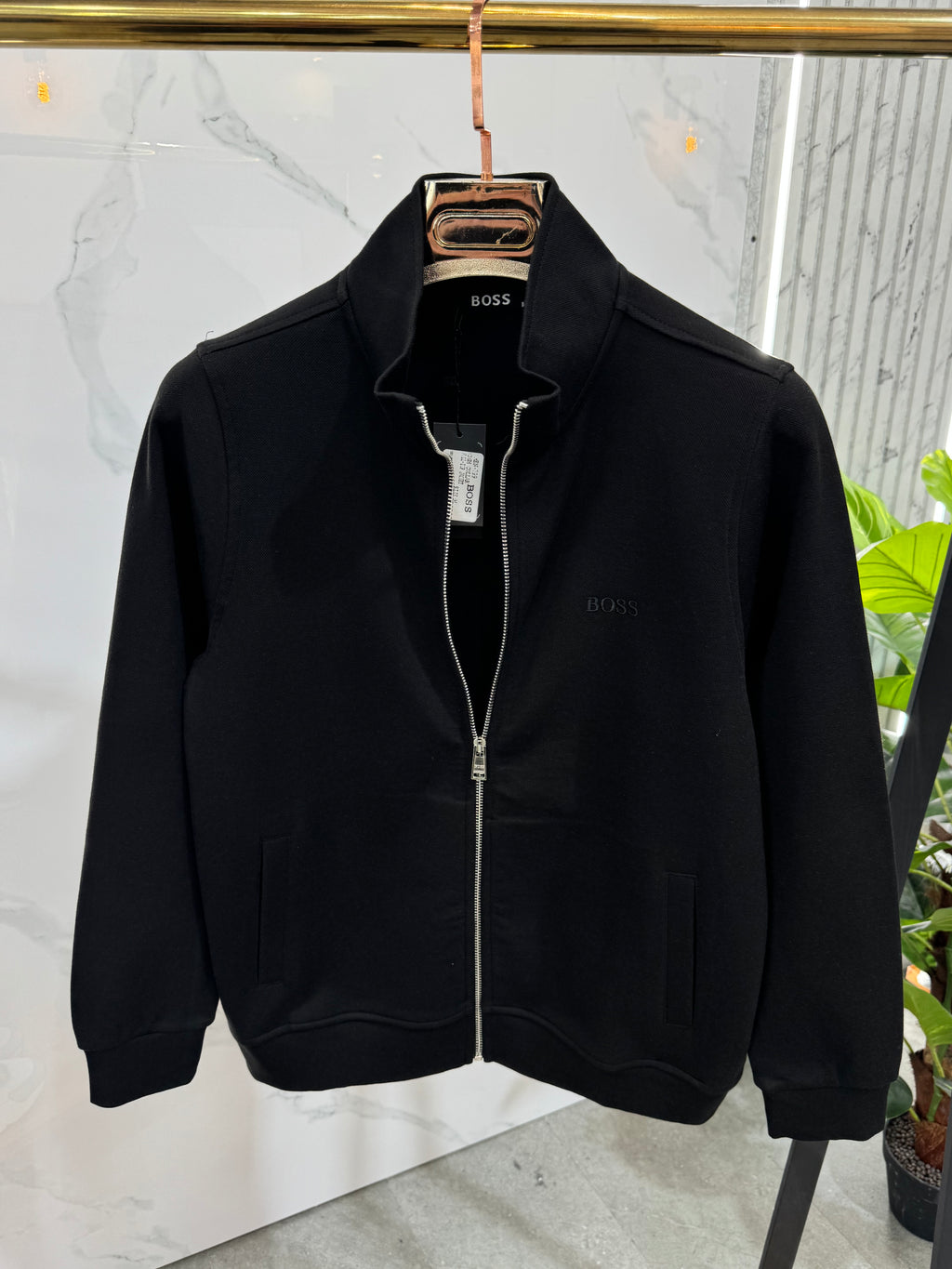 BOSS Full-Zip Sweatshirt / Cardigan – Black / Tone-on-Tone Logo - NEW1815