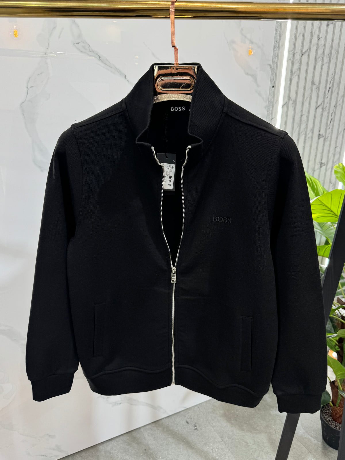 BOSS Full-Zip Sweatshirt / Cardigan – Black / Tone-on-Tone Logo - NEW1815