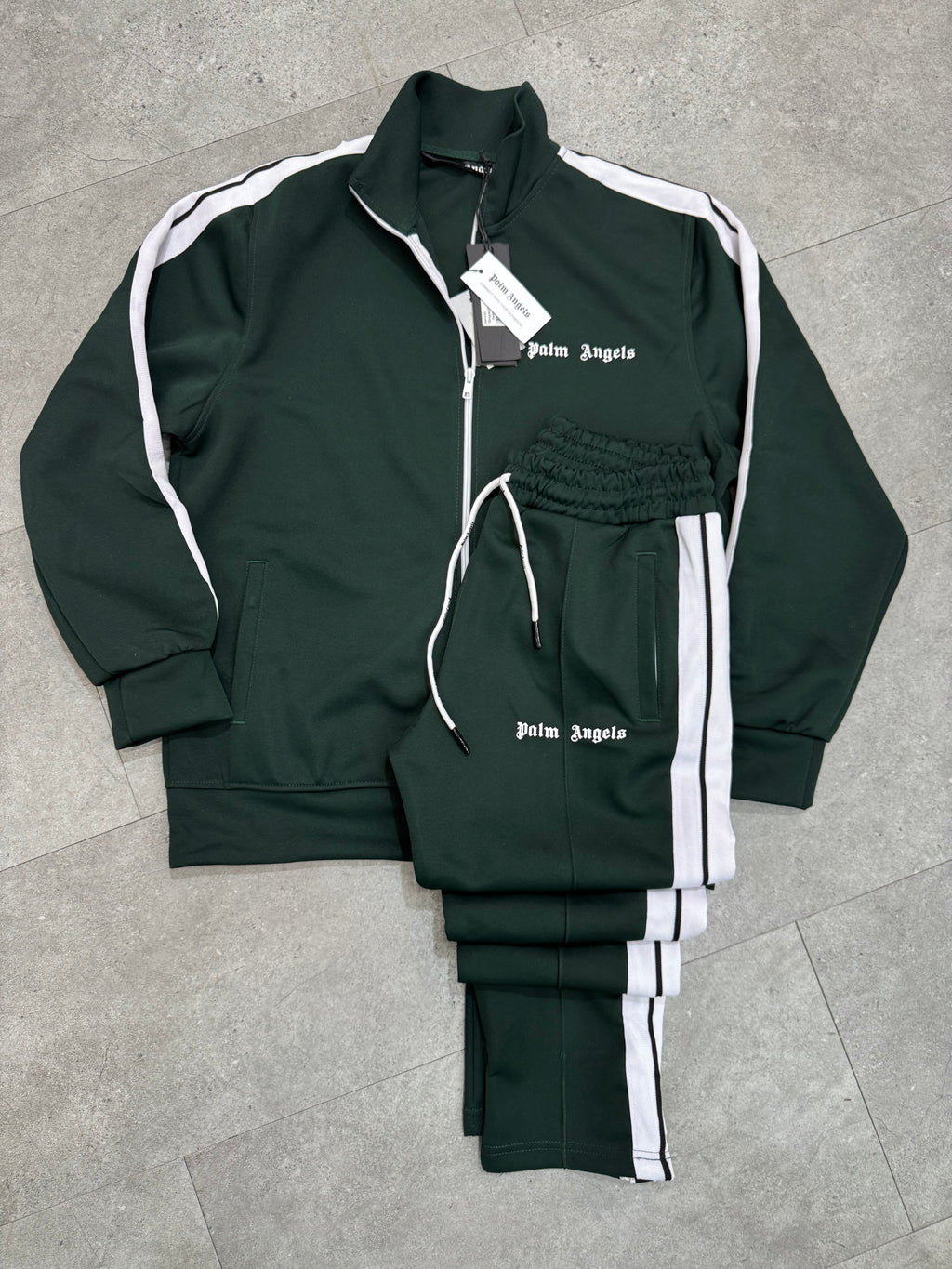 PALM ANGELS Classic Side-Stripe Tracksuit – Forest Green - NEW1940