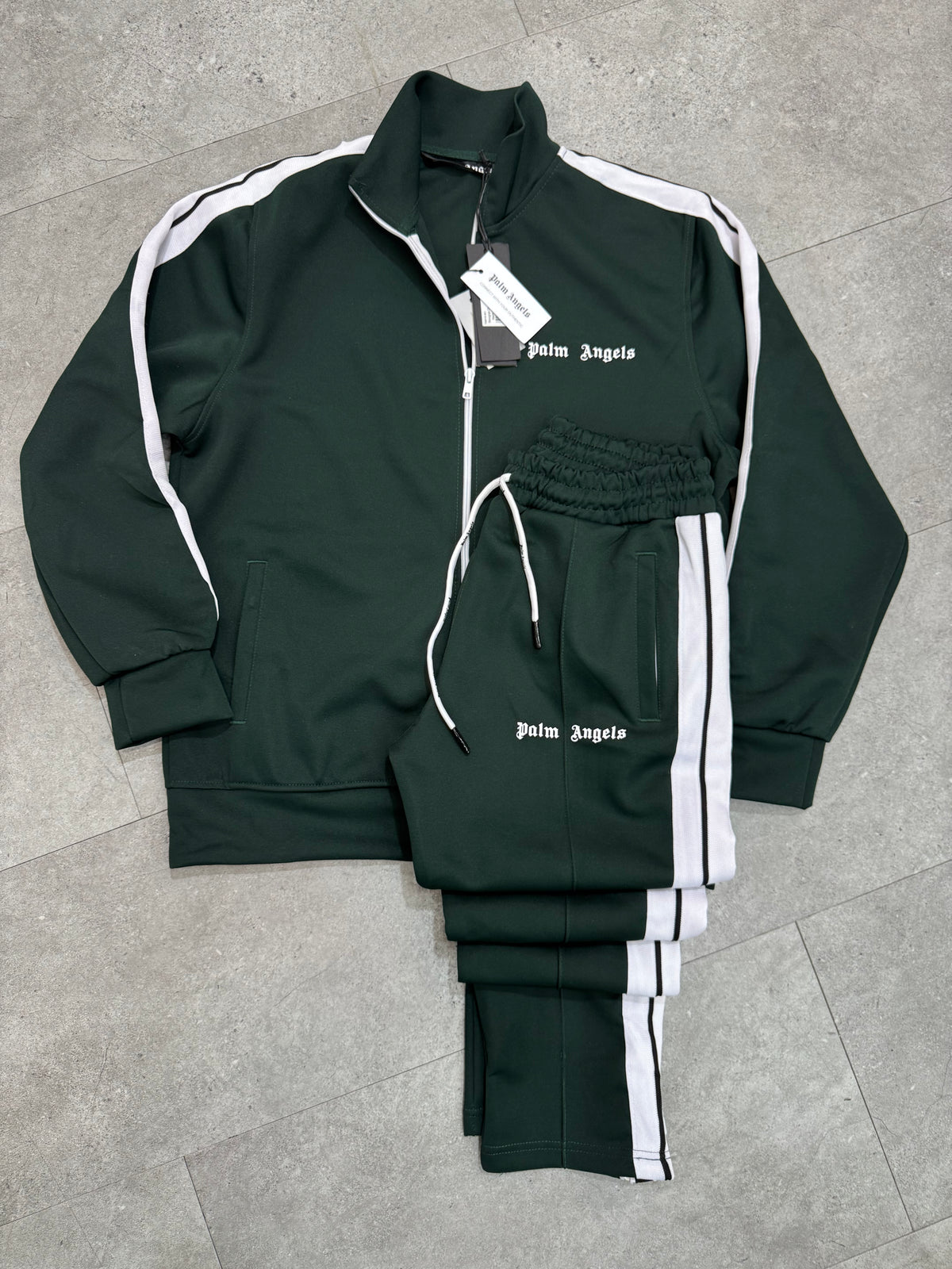 PALM ANGELS Classic Side-Stripe Tracksuit – Forest Green - NEW1940