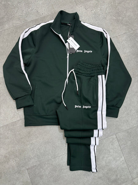 PALM ANGELS Classic Side-Stripe Tracksuit – Forest Green - NEW1940
