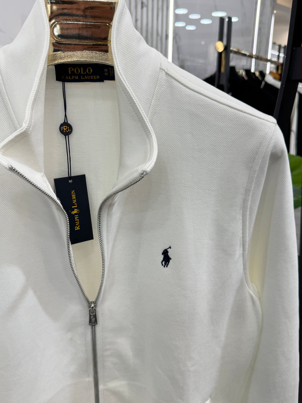 POLO RALPH LAUREN Full-Zip Sweatshirt / Cardigan – White / Black Logo - NEW1817
