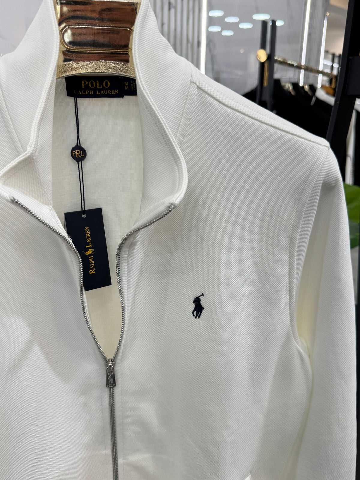 POLO RALPH LAUREN Full-Zip Sweatshirt / Cardigan – White / Black Logo - NEW1817