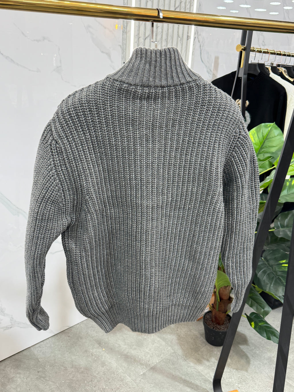MONCLER Ribbed Full-Zip Knitwear Cardigan – Grey - NEW1464