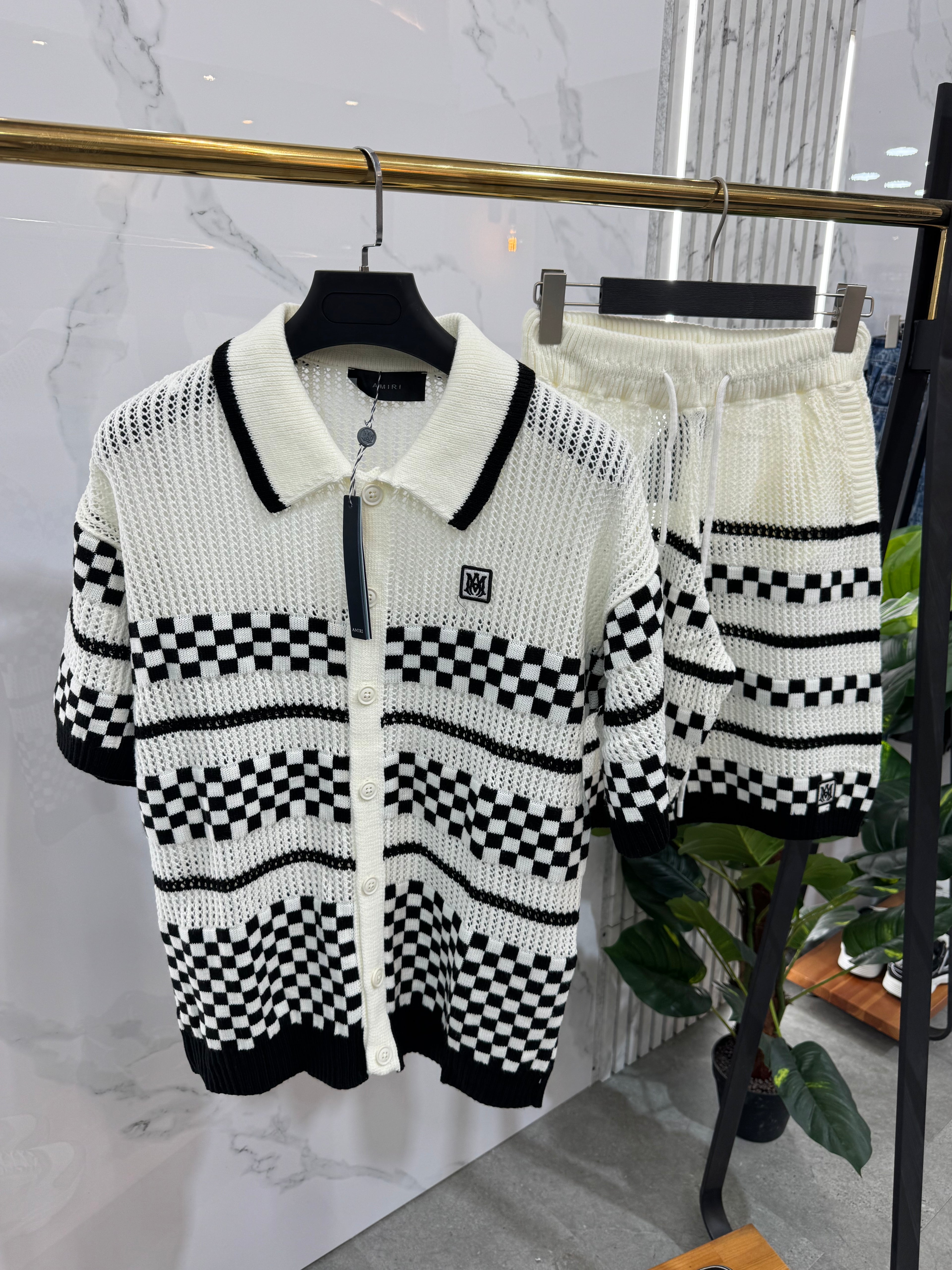 AMIRI Crochet Checkerboard Knit Set - NEW1766