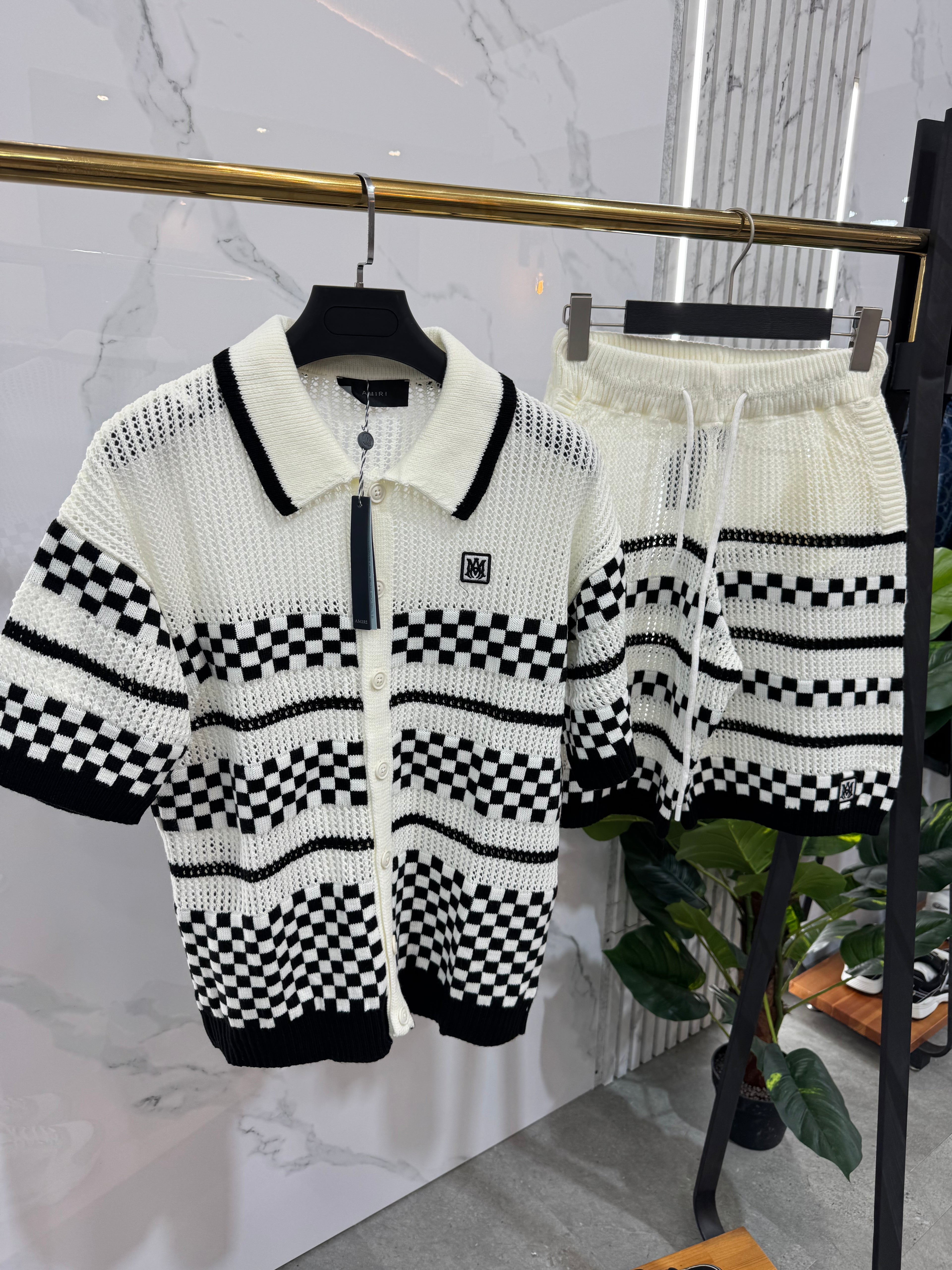 AMIRI Crochet Checkerboard Knit Set - NEW1766