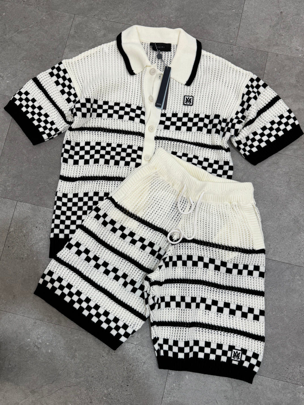AMIRI Crochet Checkerboard Knit Set - NEW1766