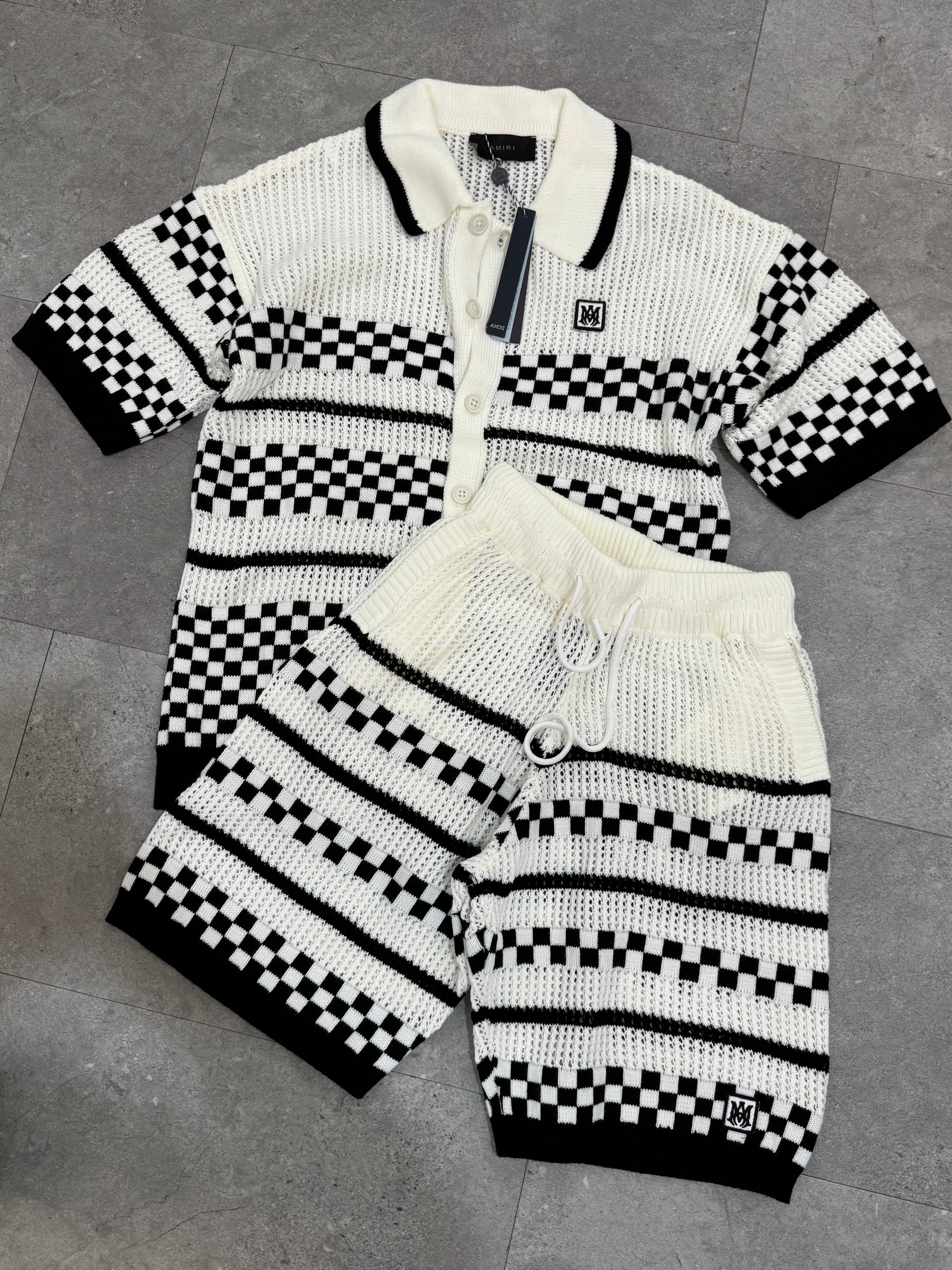 AMIRI Crochet Checkerboard Knit Set - NEW1766