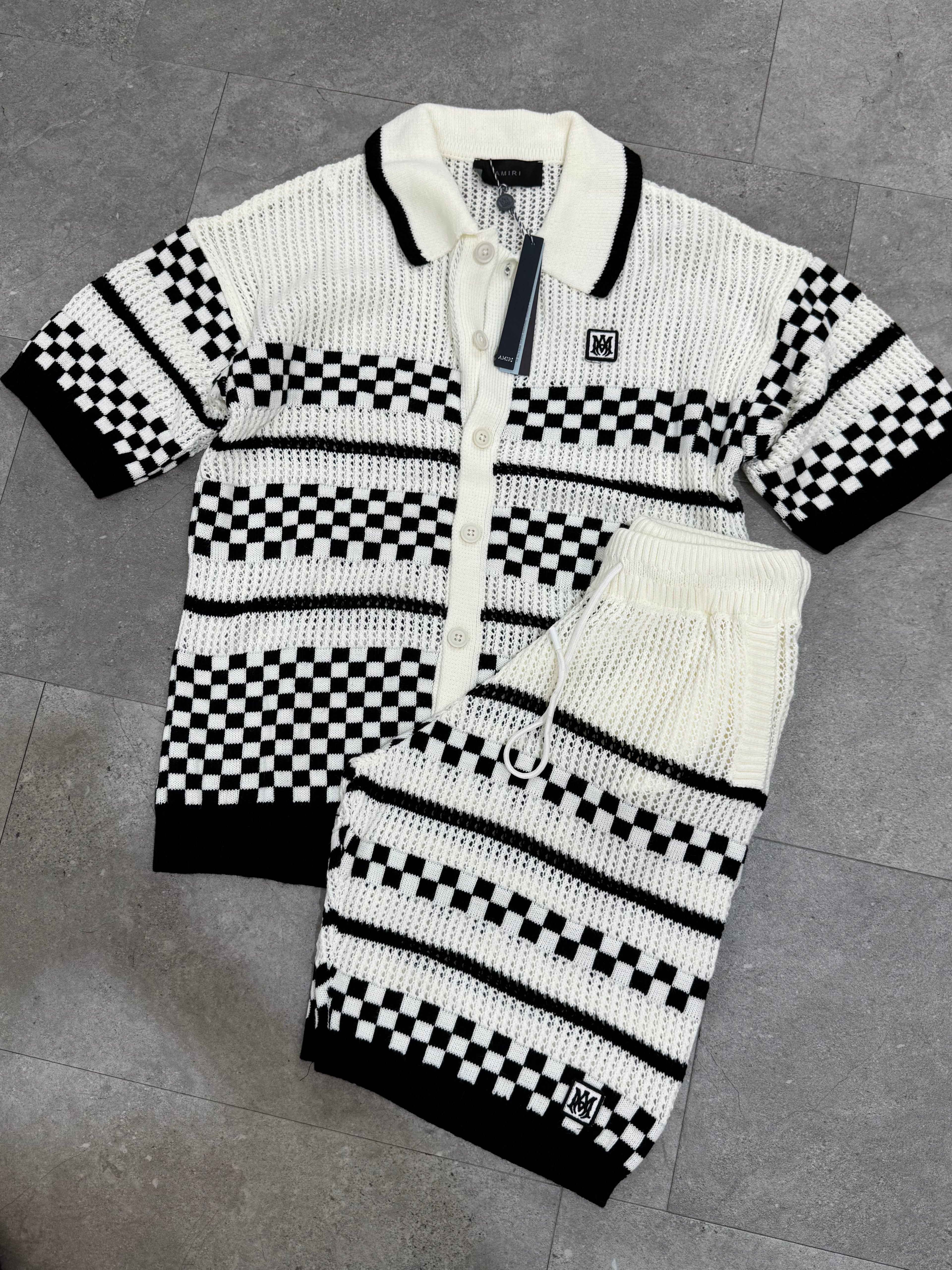 AMIRI Crochet Checkerboard Knit Set - NEW1766