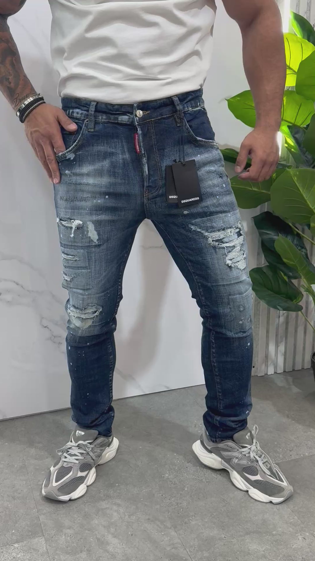 Dsquared2 Denim Jean "Paint Splatter" - Dark Blue - NEW1678