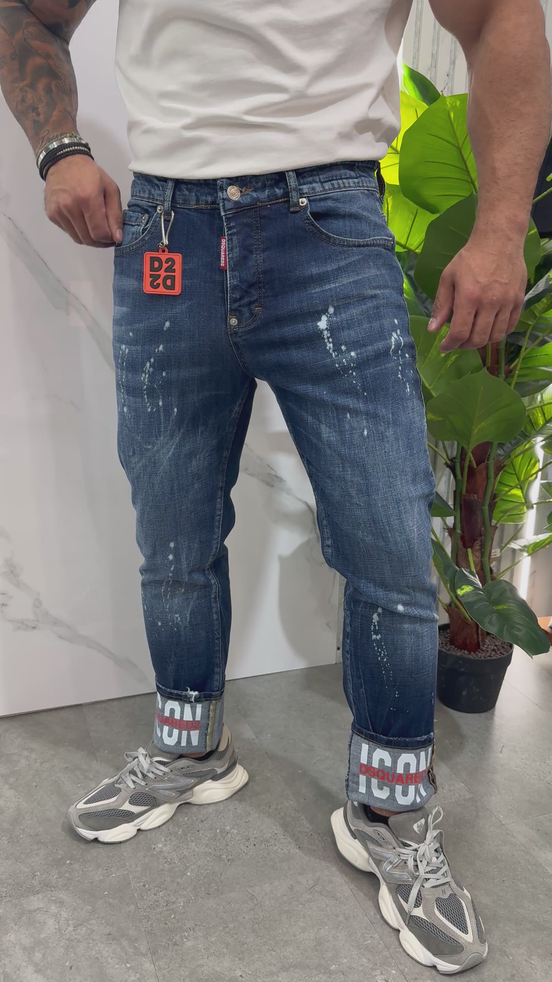 Dsquared2 "ICON" Denim Jean με Paint Splatter - Blue - NEW1676